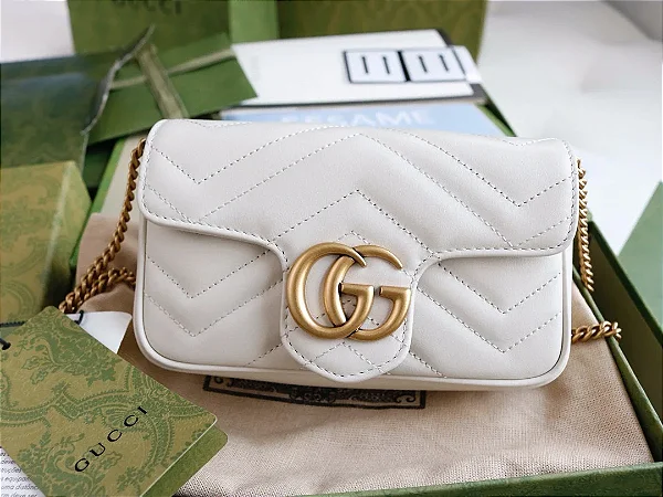 BOLSA GUCCI GG MARMONT SMALL MATELASSE WHITE