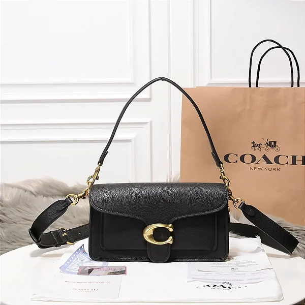 BOLSA COACH TABBY 26 BLACK FERRAGENS DOURADAS