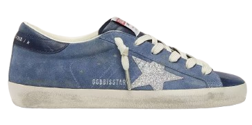 TÊNIS GOLDEN GOOSE SUPER-STAR BLUE GLITTER SILVER