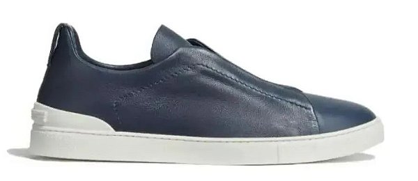 TÊNIS ZEGNA TRIPLE STITCH SECONDSKIN BLUE LEATHER