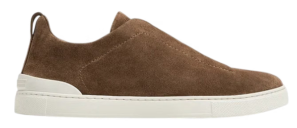 TÊNIS ZEGNA TRIPLE STITCH SUEDE BROWN