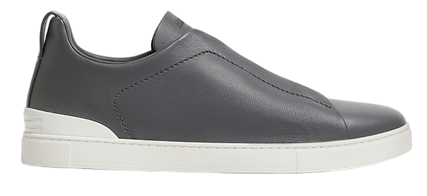 TÊNIS ZEGNA TRIPLE STITCH LEATHER GREY CALF