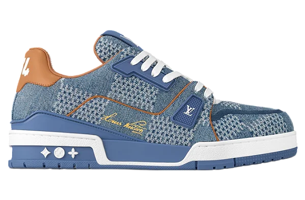 TÊNIS LOUIS VUITTON TRAINER BLUE DAMIER 3D DENIM