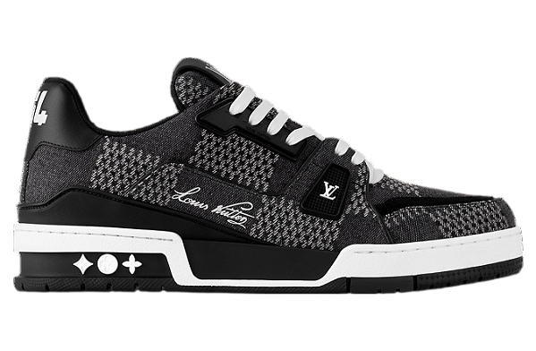 TÊNIS LOUIS VUITTON TRAINER BLACK DAMIER 3D DENIM