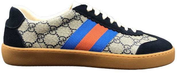 SAPATÊNIS GUCCI JBG LEATHER AND ' SUEDE BLUE/ RED/ GREY '