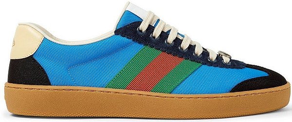 SAPATÊNIS GUCCI JBG LEATHER AND SUEDE ' BLUE/ GREEN/ GUMY '