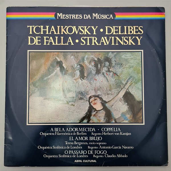 Disco de Vinil Mestres da Música - Tchaikowvsky - Delibes de Falla e Stravinsky Interprete Pyotr Tchaikovsky, Léo Delibes e Manuel de Falla (1983) [usado]