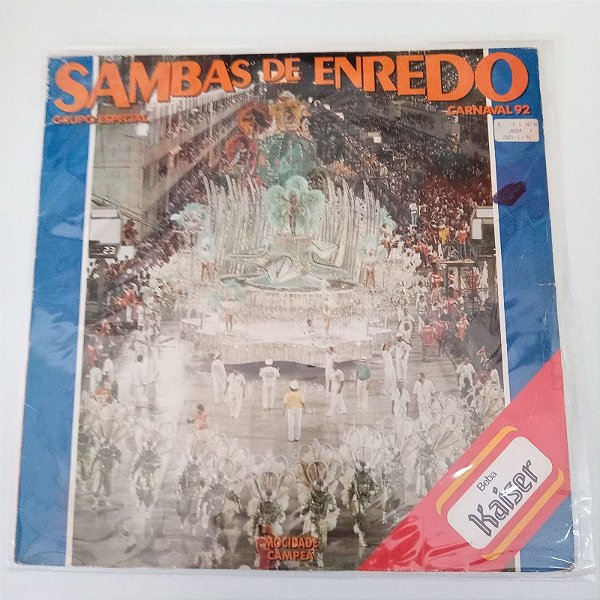 Disco de Vinil Sambas de Enredo - Grupo Especial /carnaval 92 Interprete Escolas de Samba do Grupo 1a (1991) [usado]