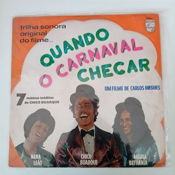 Disco de Vinil Trilha Sonora Original do Filme Quando o Carnaval Chegar 1972 Interprete Chico Buarque (1972) [usado]