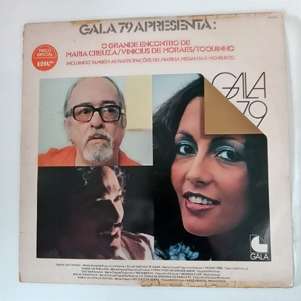 Disco de Vinil o Grande Encontro de Maria Creuza/vinicius de Moraes /toquinho Interprete Maria Creuza/vinicius de Moraes/toquinho (1979) [usado]