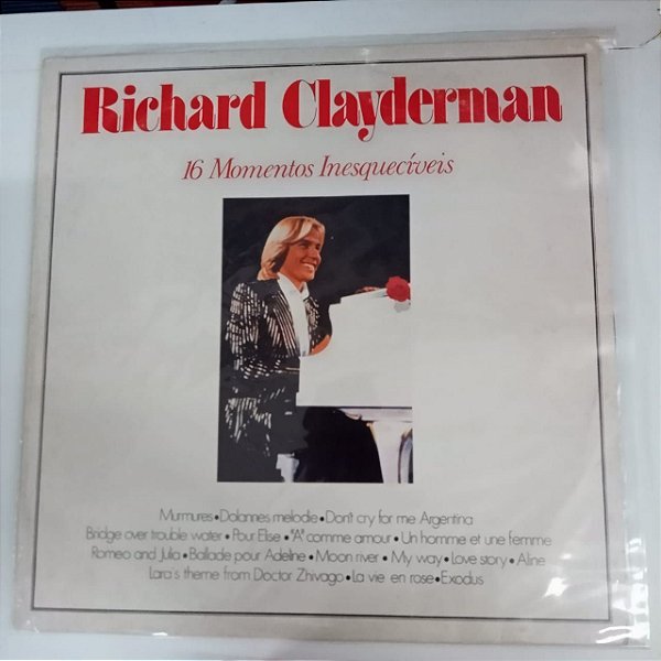 Disco de Vinil Ricahrd Clayderman 16 Momentos Inesqucíveis Interprete Richard Clayderman (1981) [usado]