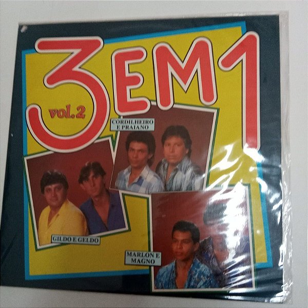 Disco de Vinil 3 em 1 Vol. 2/cordilheiro e Praiano /gildo e Geldo/marlon e Magno Interprete Cordilheiro e Praiano/gildo e Geldo/marlon e Magno [usado]