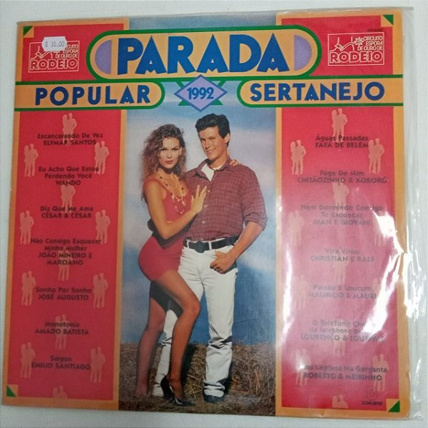 Disco de Vinil Parada Popular 1992 Sertanejo Interprete Varios Artistas (1992) [usado]
