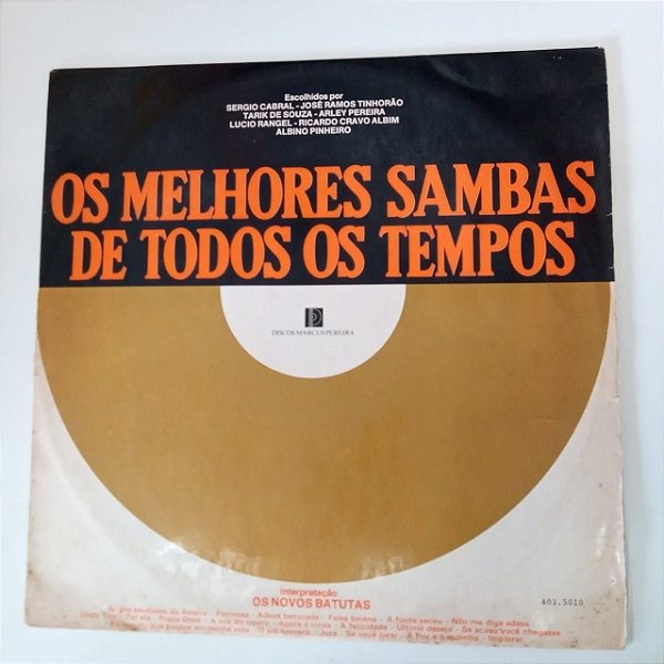 Disco de Vinil os Melhores Sambas de Todos os Tempos Interprete Varios Artistas (1974) [usado]