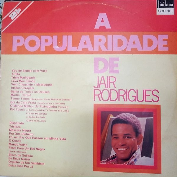 Disco de Vinil a Popularidade de Jair Rodrigues Interprete Jair Rodrigues (1975) [usado]