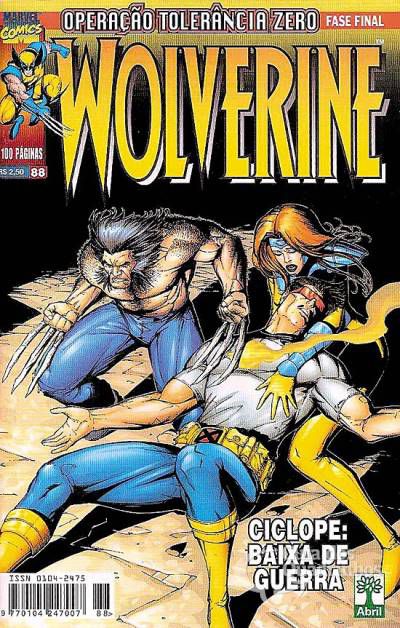 Gibi Wolverine Nº 88 - Formatinho Autor Operação Tolerancia Zero Fase Final - Ciclope: Baixa de Guerra (1999) [usado]
