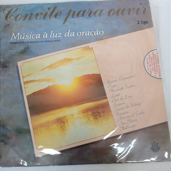 Disco de Vinil Convite para Ouvir - Música a Luz do Coração 2 Lps Interprete Simonetti e Orquestra de Camera Rge (1988) [usado]