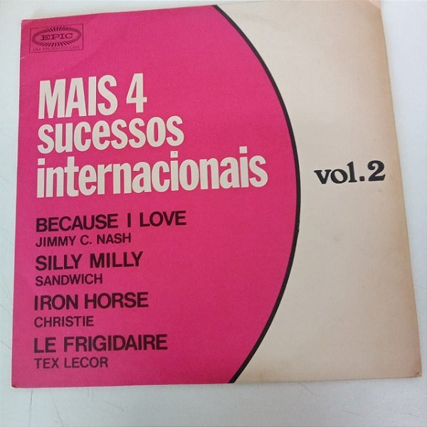 Disco de Vinil Mais 4 Sucessos Internacionais Vol.2 - Disco Compacto Interprete Jimmy C. Nash, Sandwich, Christie e Tex Lecor (1972) [usado]