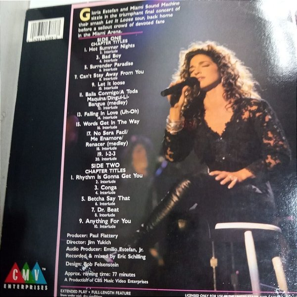 Disco de Vinil Laser Disc - Ld - Gloria Estefan And Miami Sound Machine Interprete Gloria Estefan (1989) [usado]