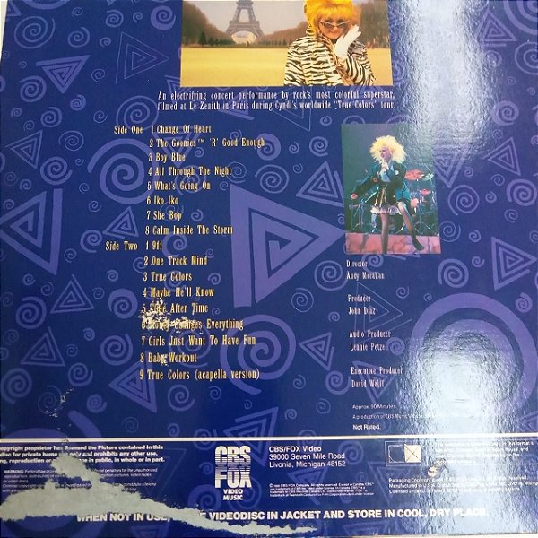 Disco de Vinil Laser Disc - Ld - Cindi Lauper In Paris Interprete Cindi Lauper [usado]