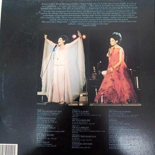 Disco de Vinil Laser Disc - Ld - Barbra Streisand/a Happening In Central Park Interprete Barbra Streisand (1987) [usado]