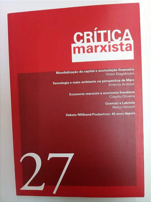 Livro Crítica Marxista 27 Autor Varios (2008) [usado]