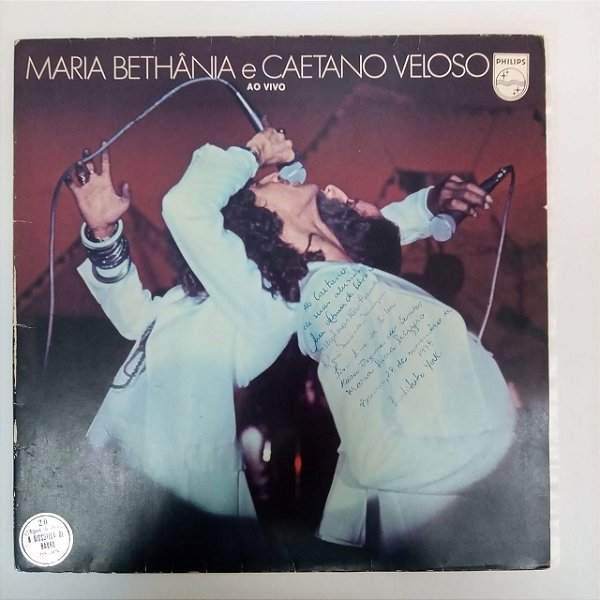 Disco de Vinil Maria Bethãnia e Caetano Veloso ao Vivo Interprete Maria Bethãnia e Caetano Veloso (1978) [usado]