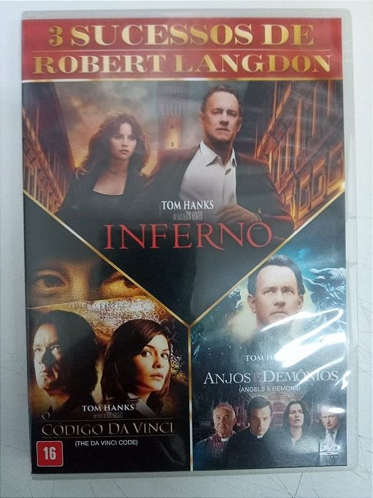 Dvd Tres Sucessos Robert Langnon - Inferno/codigo da Vinci /anjos e Demonios Editora Hon Howard [usado]