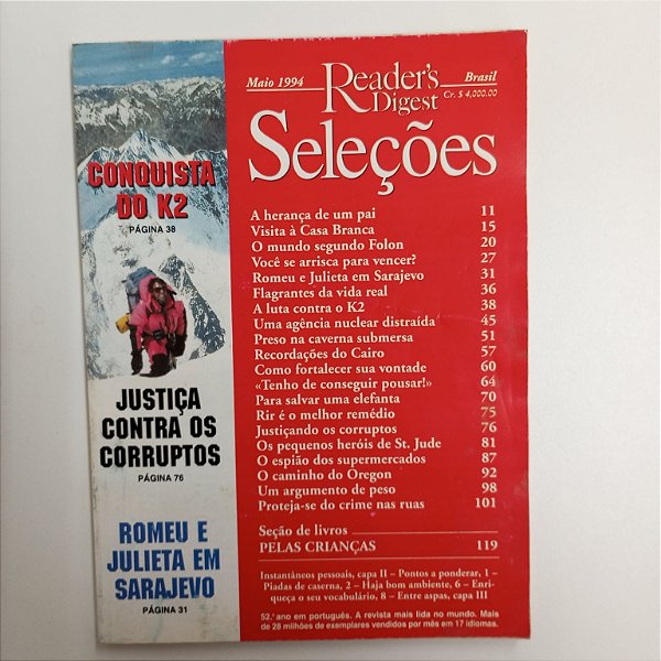 Revista Revista Reader´s Digest Seleções Maio 84 Autor Reader´s Digest Seleções (1994) [usado]