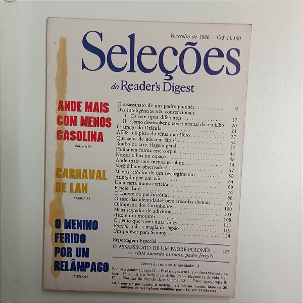 Revista Revista Reader´s Digest Fevereiro 86 Autor Revista Seleções (1986) [usado]