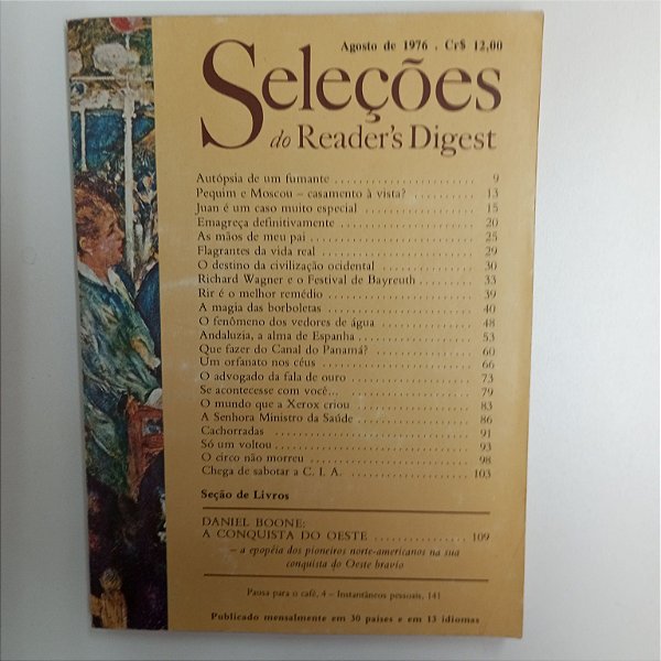 Revista Revista Reader´s Digest Seleções Agosto 76 Autor Revista Selelções (1976) [usado]