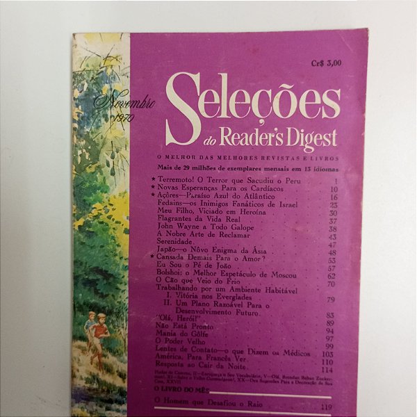 Revista Revista Reader´s Digest Seleções Novembro 70 Autor Revista Seleções (1970) [usado]