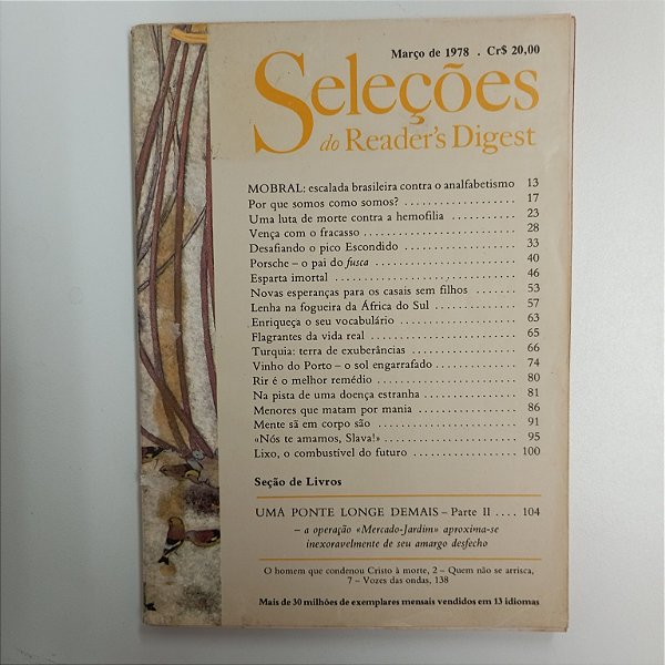 Revista Revista Reader´s Digest Seleções Março 78 Autor Revista Seleções (1978) [usado]