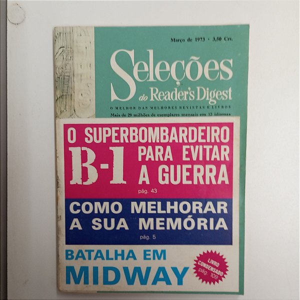 Revista Revista Reader´s Digest Seleções Março 73 Autor Revista Seleções (1973) [usado]