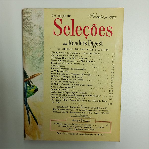 Revista Revista Reader´s Digest Seleções Novembro 64 Autor Revista Seleções (1964) [usado]