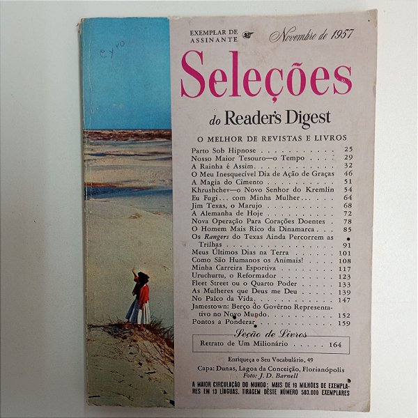 Revista Revista Reader´s Digest Seleções Novembro 57 Autor Novembro/57 Seleções (1957) [usado]