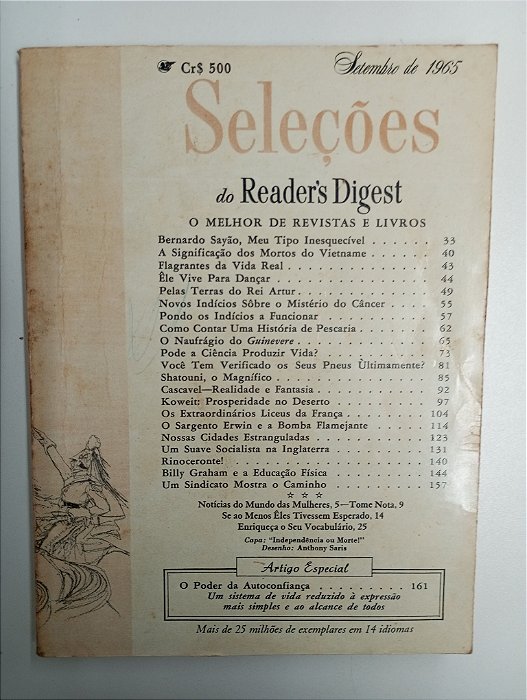 Revista Revista Reader´s Digest Seleçoes Setembro 65 Autor Setembro 65 (1965) [usado]