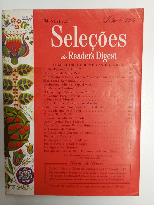 Revista Revista Reader´s Digest Seleções Julho 1969 Autor Julho 1969 Seleções (1969) [usado]