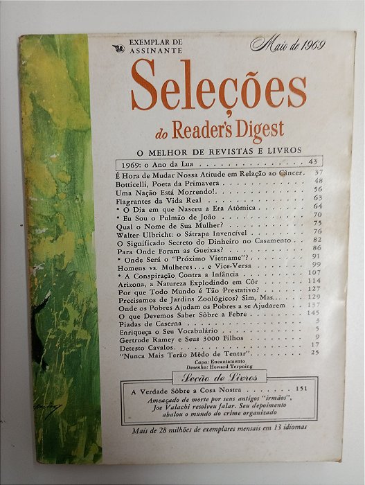 Revista Revista Reader´s Digest Seleções Maio 1969 Autor Maio 1969 (1969) [usado]