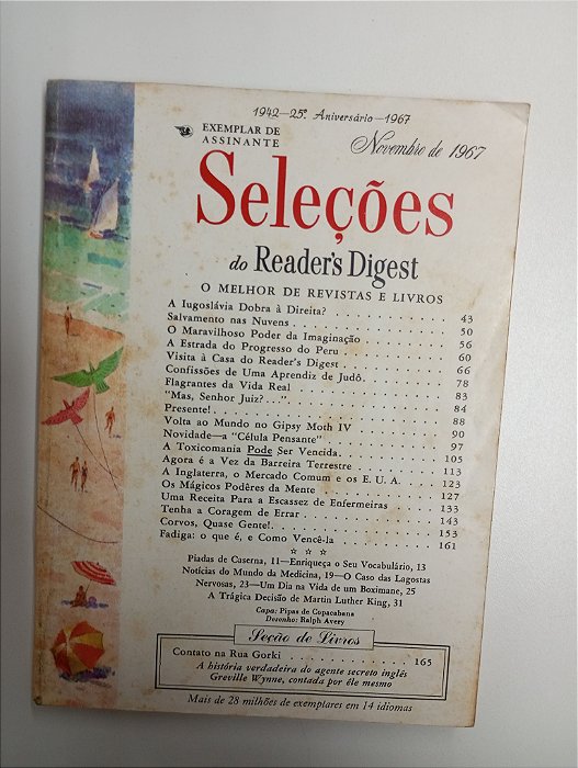 Revista Revista Reader´s Digest Seleções Novembro 67 Autor Novembro 1967 (1967) [usado]
