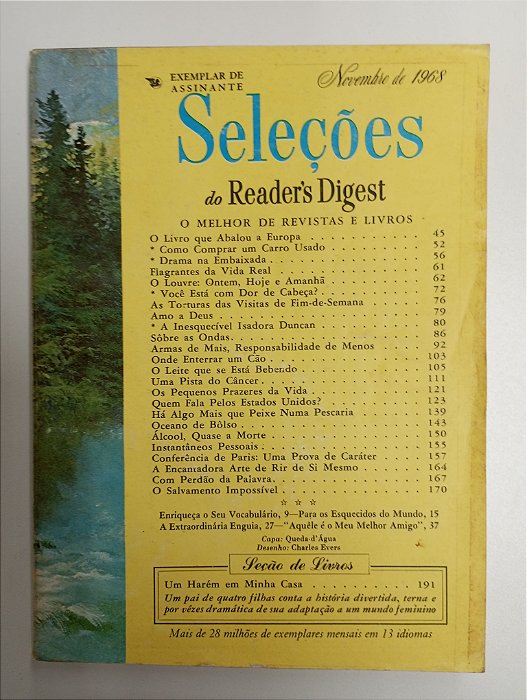 Revista Revista Reader´s Digest Seleções Novembro 68 Autor Novembro 68 Seleções (1968) [usado]