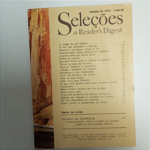 Revista Revista Reader´s Digest Seleções Outubro 74 Autor Outubro 1974 Seleções (1974) [usado]