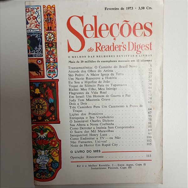Revista Revista Reader´s Digest Fevereiro 73 Autor Fevereiro 1973 Seleções (1973) [usado]