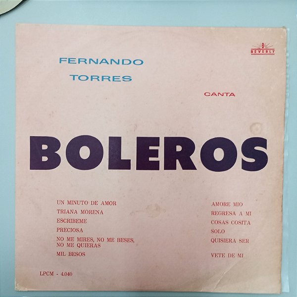 Disco de Vinil Fernando Torres - Canta Boleros Interprete Fernando Torres [usado]