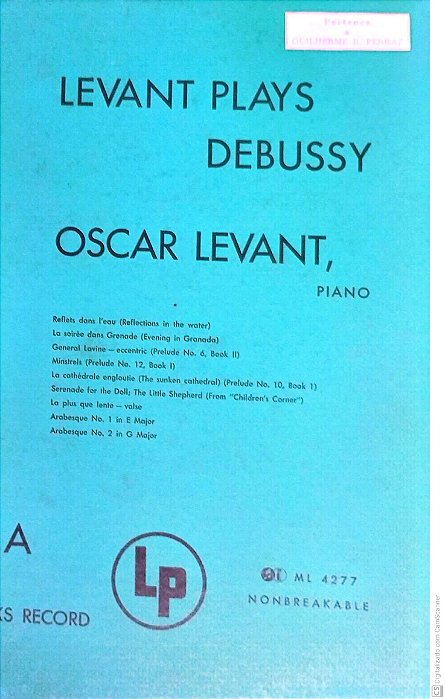 Disco de Vinil Levant Plays Debussy Interprete Oscar Levant [usado]
