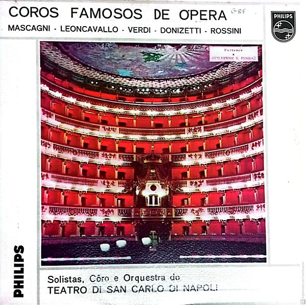 Disco de Vinil Coros Famosos de Opera Interprete Varios Solistas ,coro e Orquestra do Teatro Di San Carlo Di Napoli [usado]