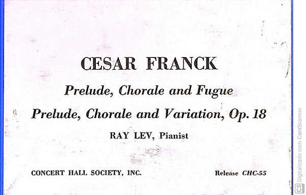 Disco de Vinil Cesar Frank - Prelude ,chorale And Fugue Interprete Cesar Fraank And Rav Lev, [usado]