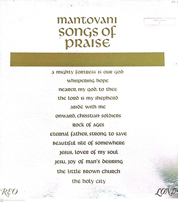 Disco de Vinil Mantovanmi Songs Of Praise Interprete Mantovani e Orquestra [usado]