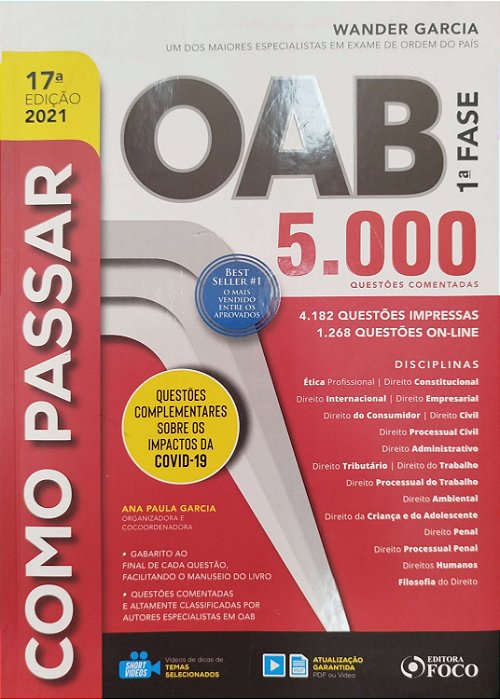 Livro Como Passar: Oab 1ª Fase Autor Garcia, Wander (2021) [seminovo]