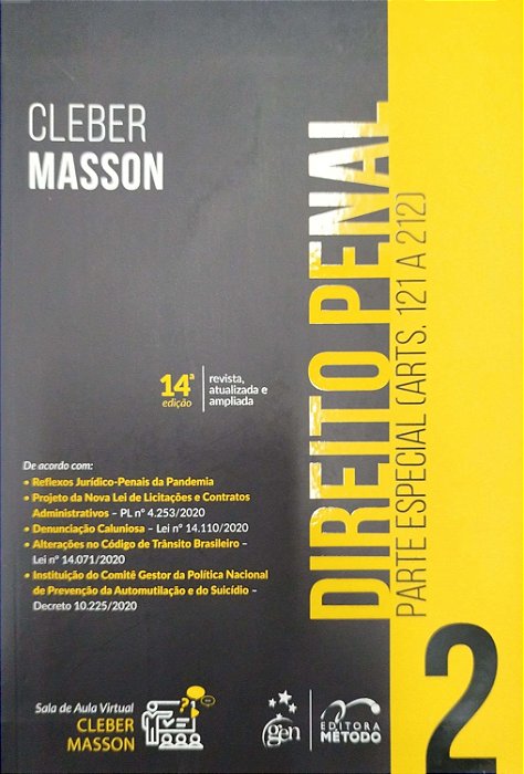 Livro Direito Penal 2 - Partes Especiais (arts. 121 a 212) Autor Masson, Cleber (2021) [seminovo]